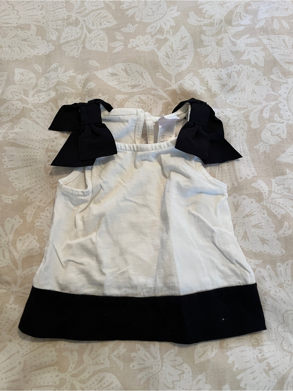 Janie and Jack White Tank with Black Bow Shoulder Accents